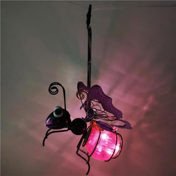 Solar Lantern Garden Decor, LED Hanging Solar Dragonfly Decoration - Picture 6 of 7